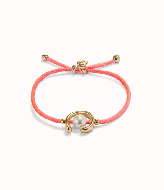 Fuchsia cord bracelet with a pearl